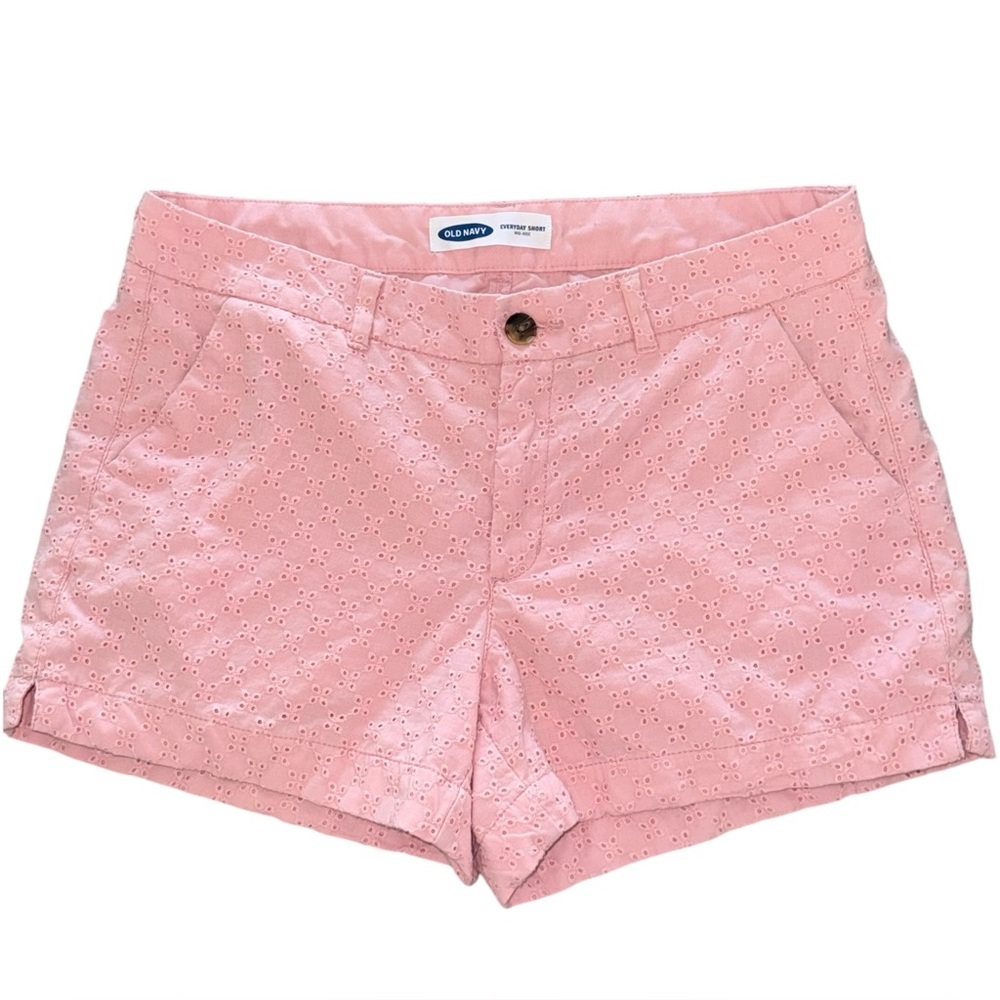 OLD NAVY Size 10 Pink Eyelet Lined Cotton Shorts NWOT